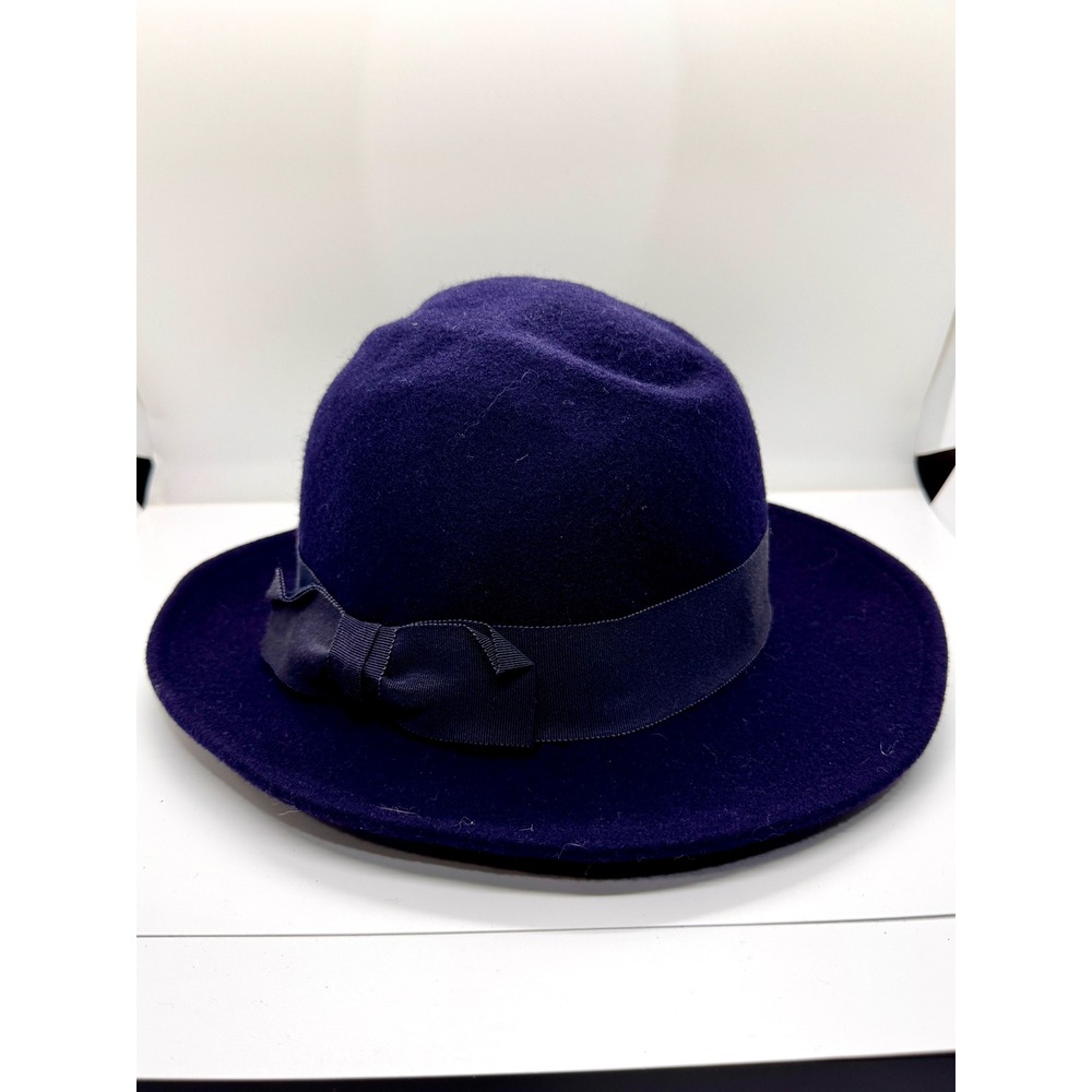 Street Smart by Betmar Blue Wool Felt Fedora Hat Vintage Union Made USA Bow - Picture 1 of 8